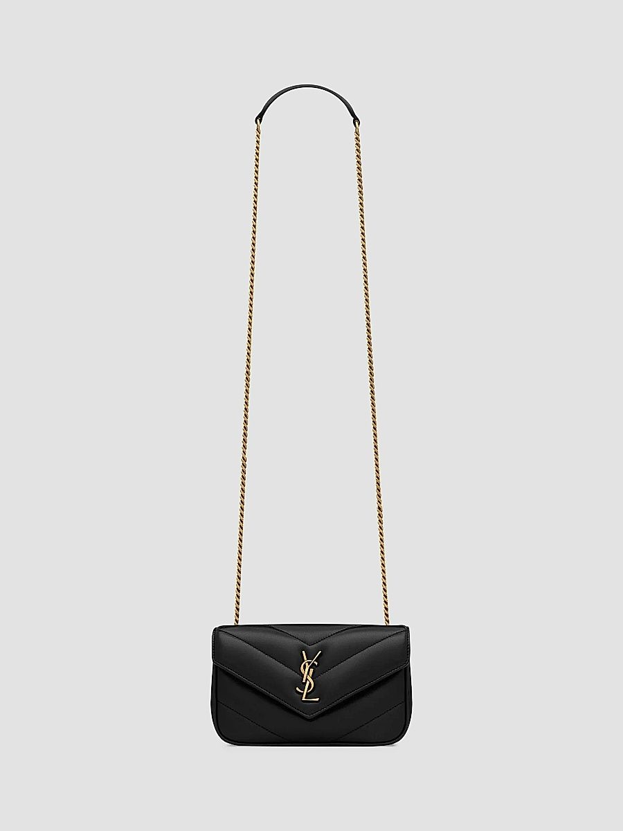 Saint Laurent Women's Loulou Mini Crossbody Bag in Lambskin - Black