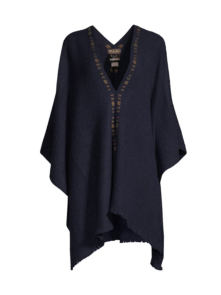 Women's Cashmere-Blend Poncho - Royal Bright Blue