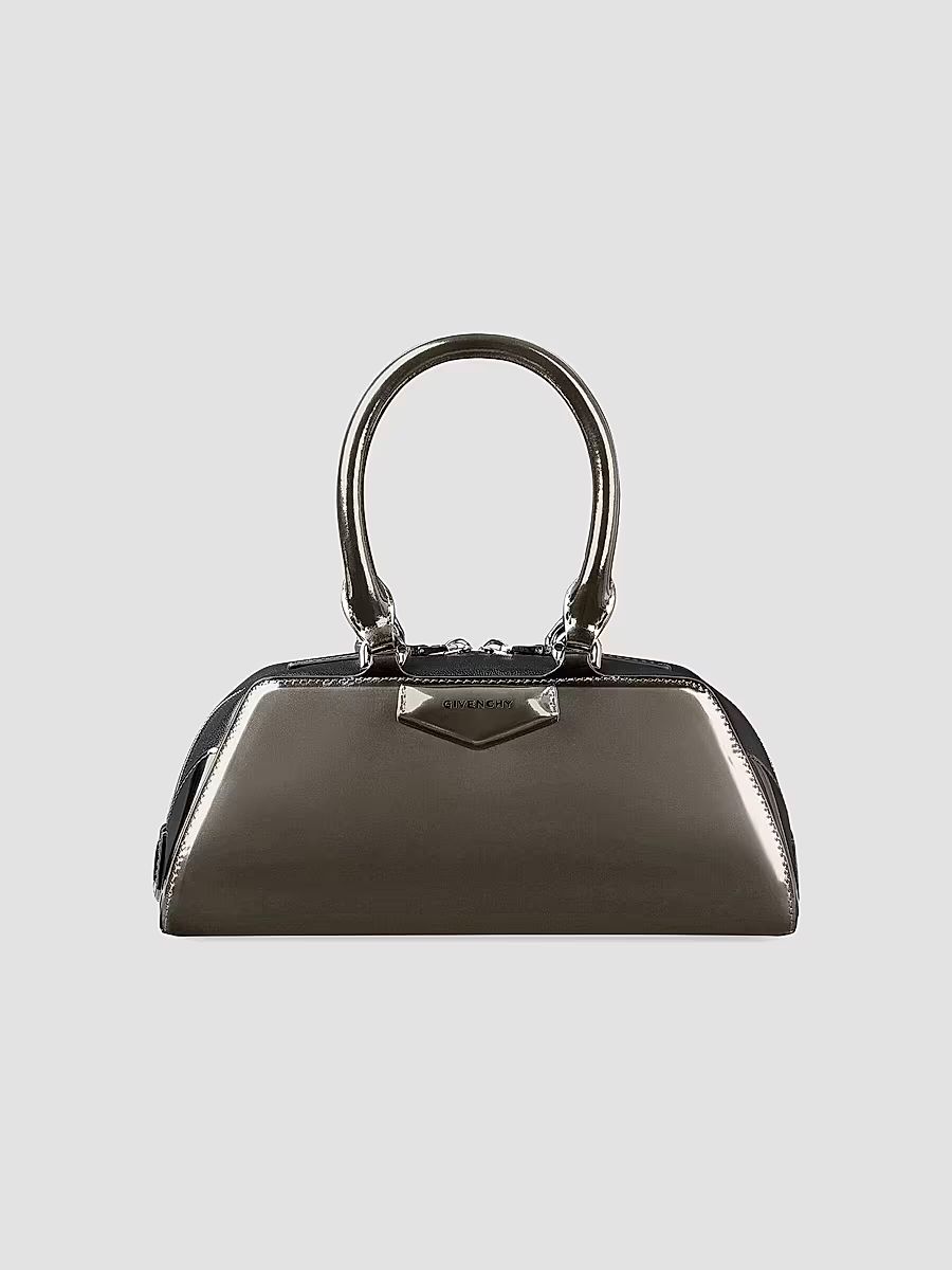 Givenchy Women's Mini Antigona East-West Top Handle Bag in Mirror Effect Leather - Gun Metal