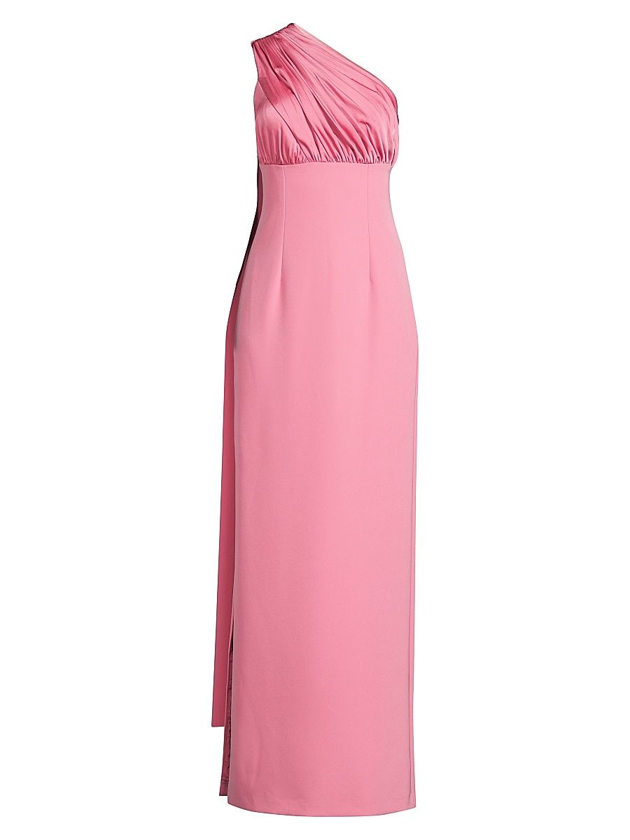 Women's Alessandra One-Shoulder Shirred Gown - Pink Coral - Size 12