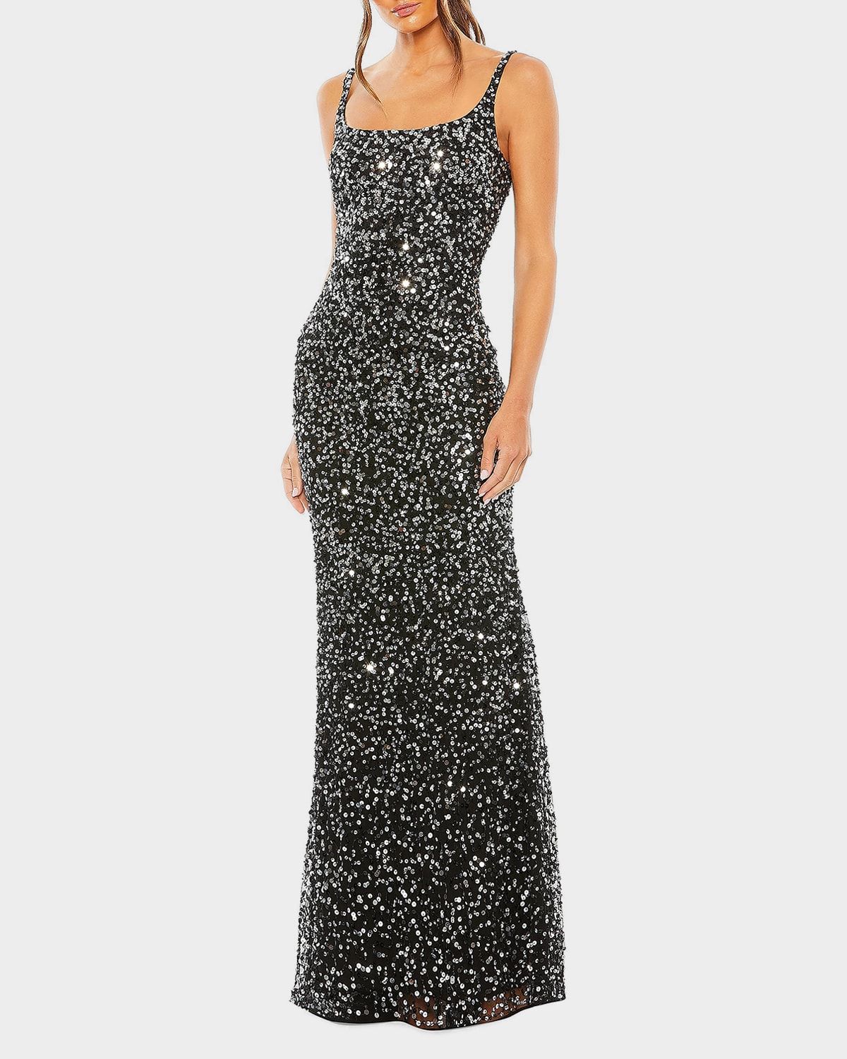 Sleeveless Sequin Column Slip Gown