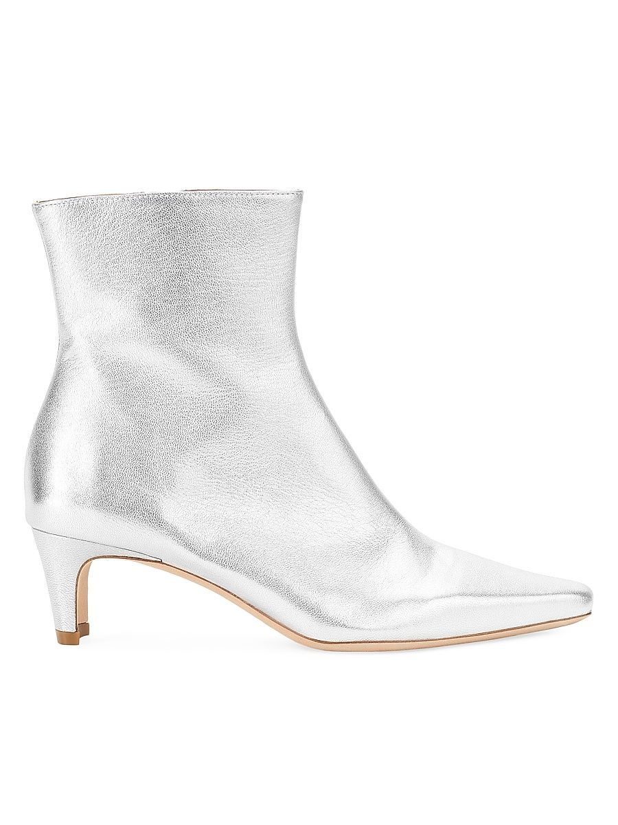 Women's Wally 55MM Metallic Leather Ankle Boots - Silver - Size 10