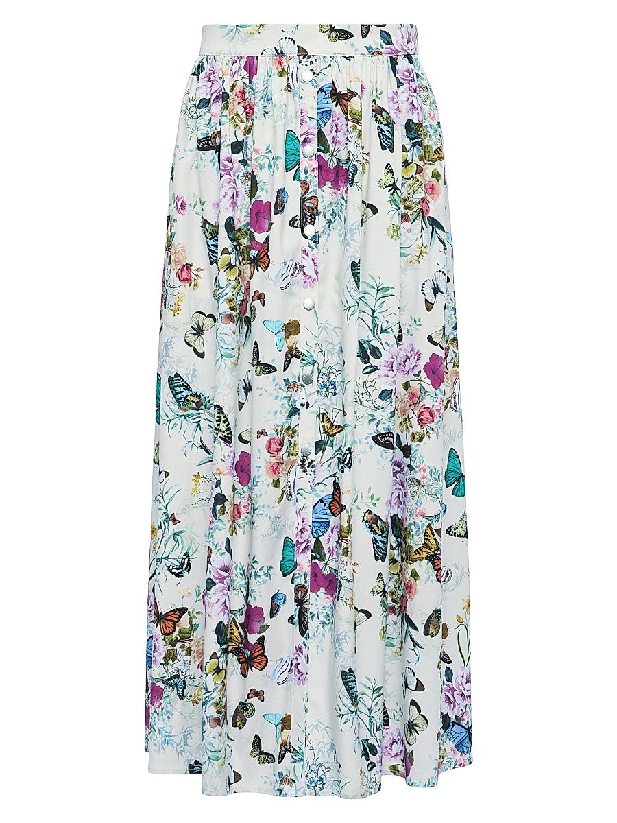 Women's Seina Printed Button-Detailed Midi-Skirt - Multi Charonda Butterfly - Size 2