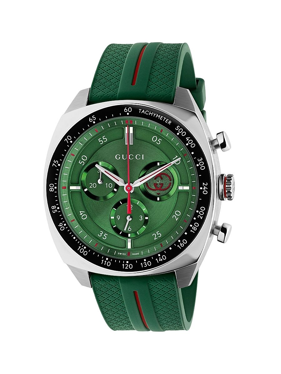 Men's Gucci Interlocking Stainless Steel & Rubber Chronograph Watch/41MM - Green