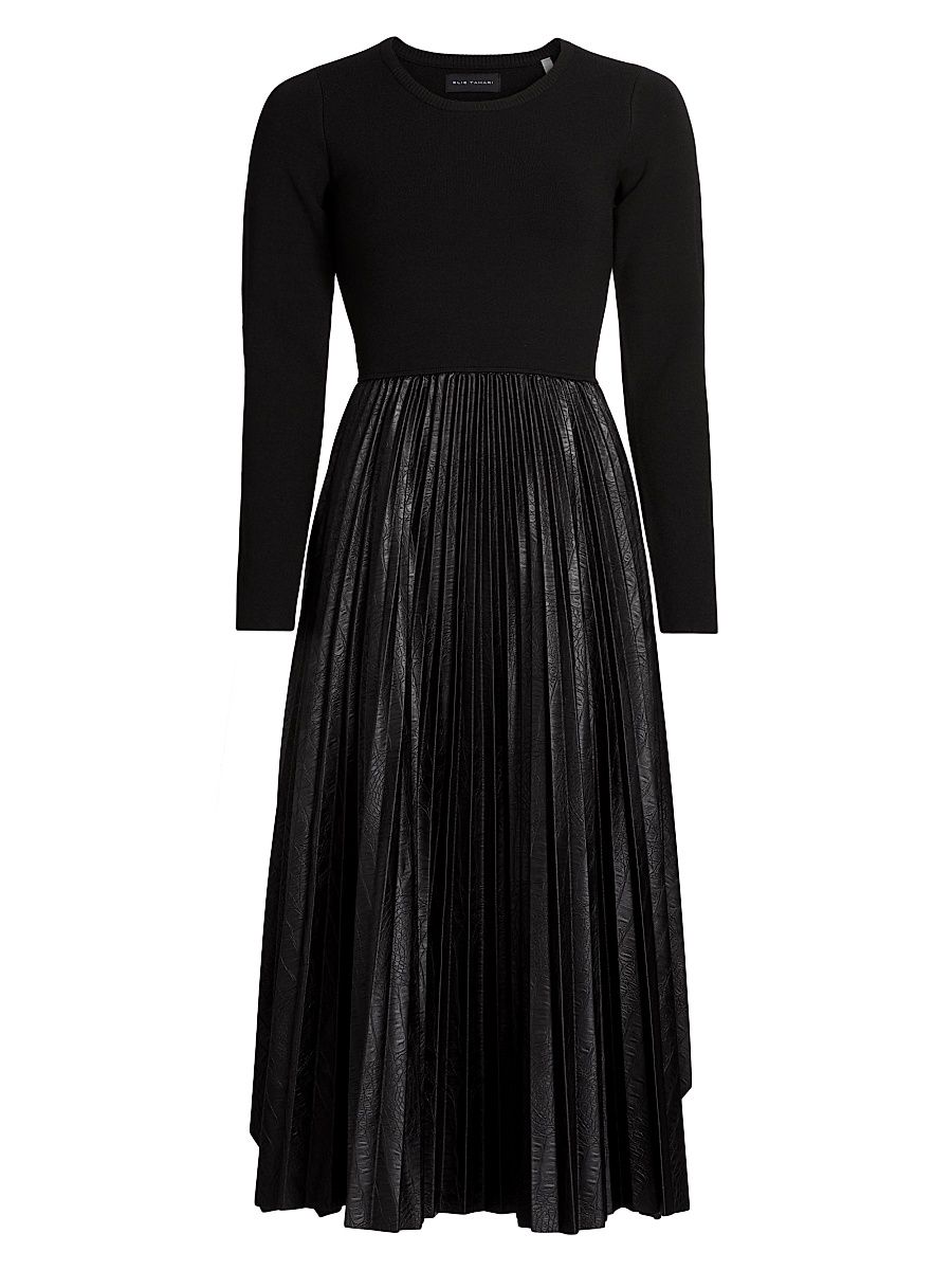 Women's The Amalia Pleated Dress - Noir Croc - Size Medium