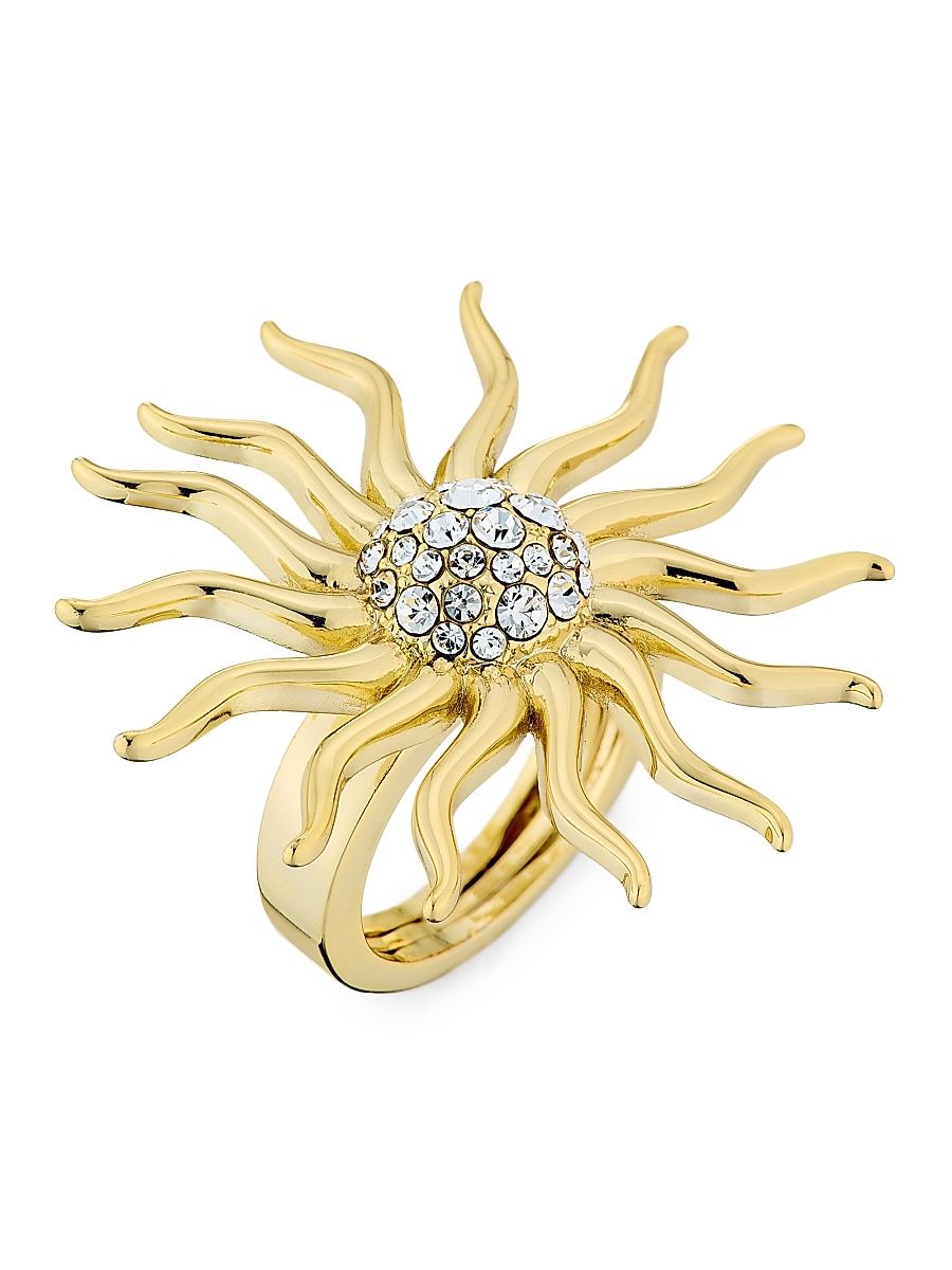 Women's Serra Goldtone & Cubic Zirconia Sun Ring - Gold - Size 7