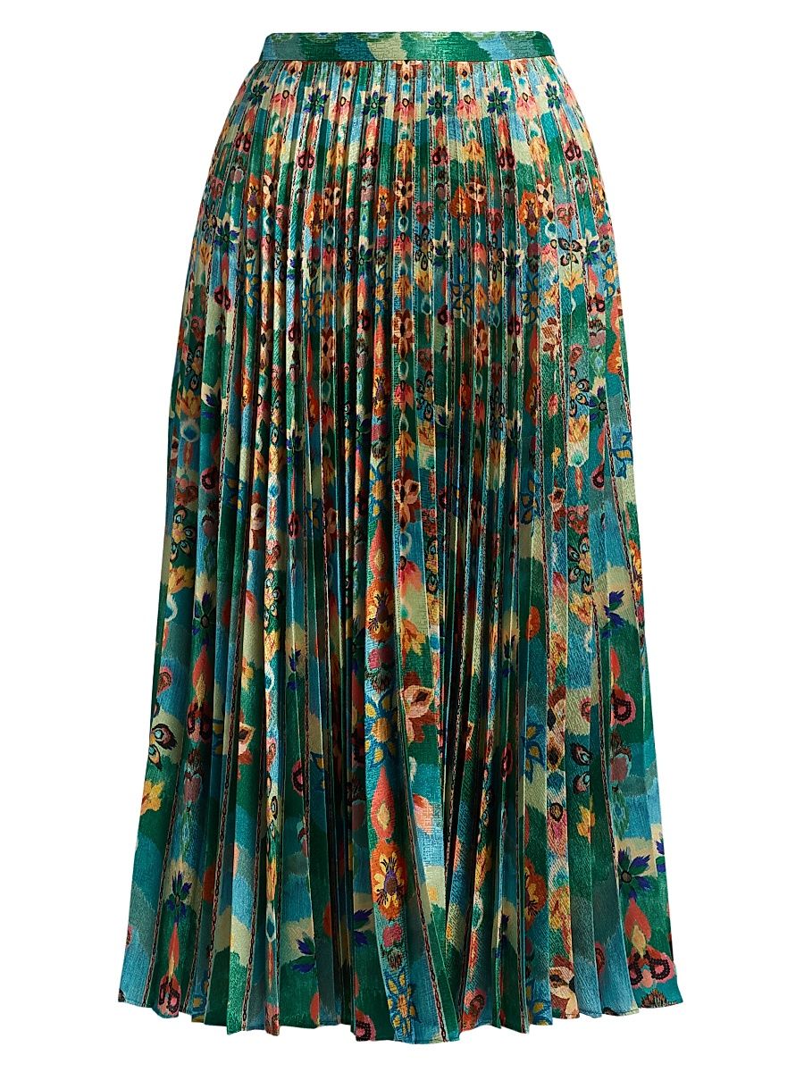Women's Kim Floral Pleated Midi-Skirt - Stellate Border - Size 10