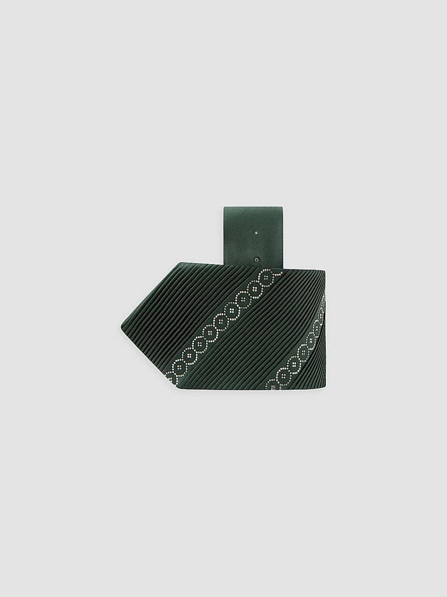 Stefano Ricci Men's Pleated Tie - Dark Green