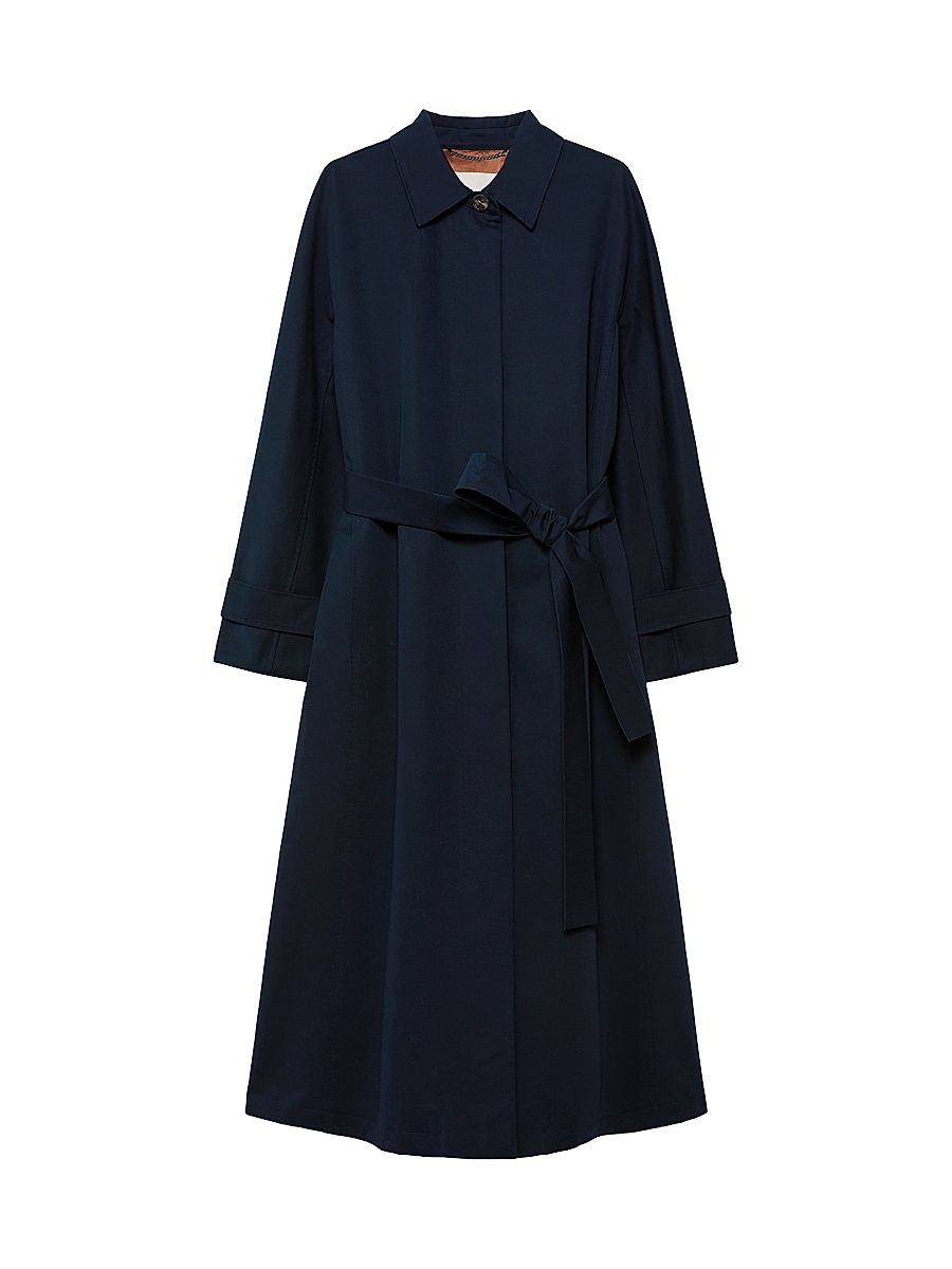 Women's Cotton Gabardine Trench Coat - Midnightblue - Size 14