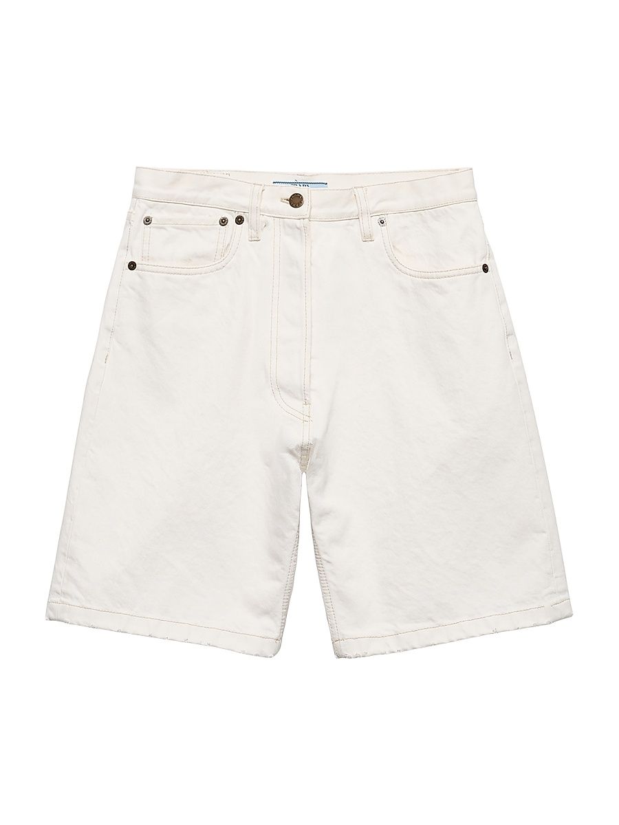 Women's Old Denim Bermuda Shorts - White - Size 33