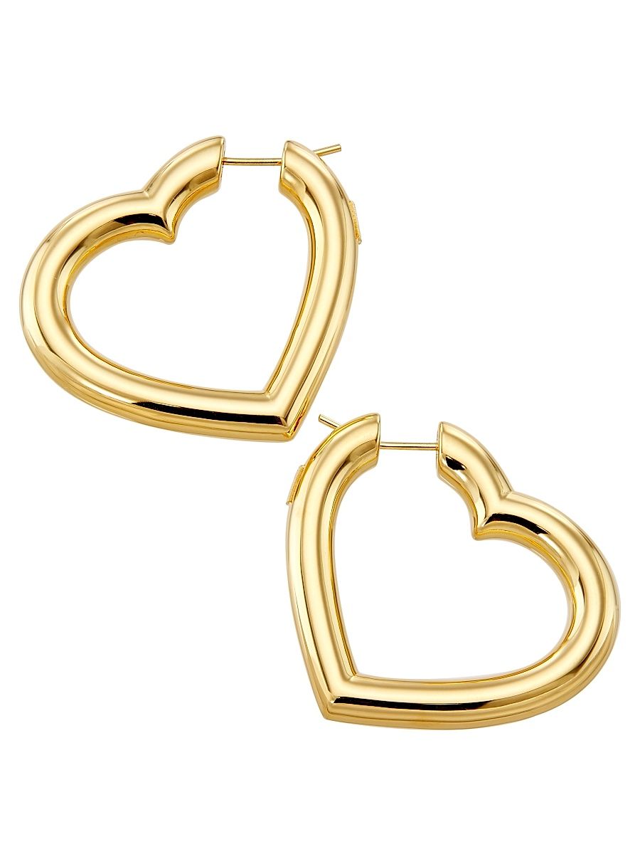Women's 14K Yellow Gold Medium Heart Hoop Earrings - Gold