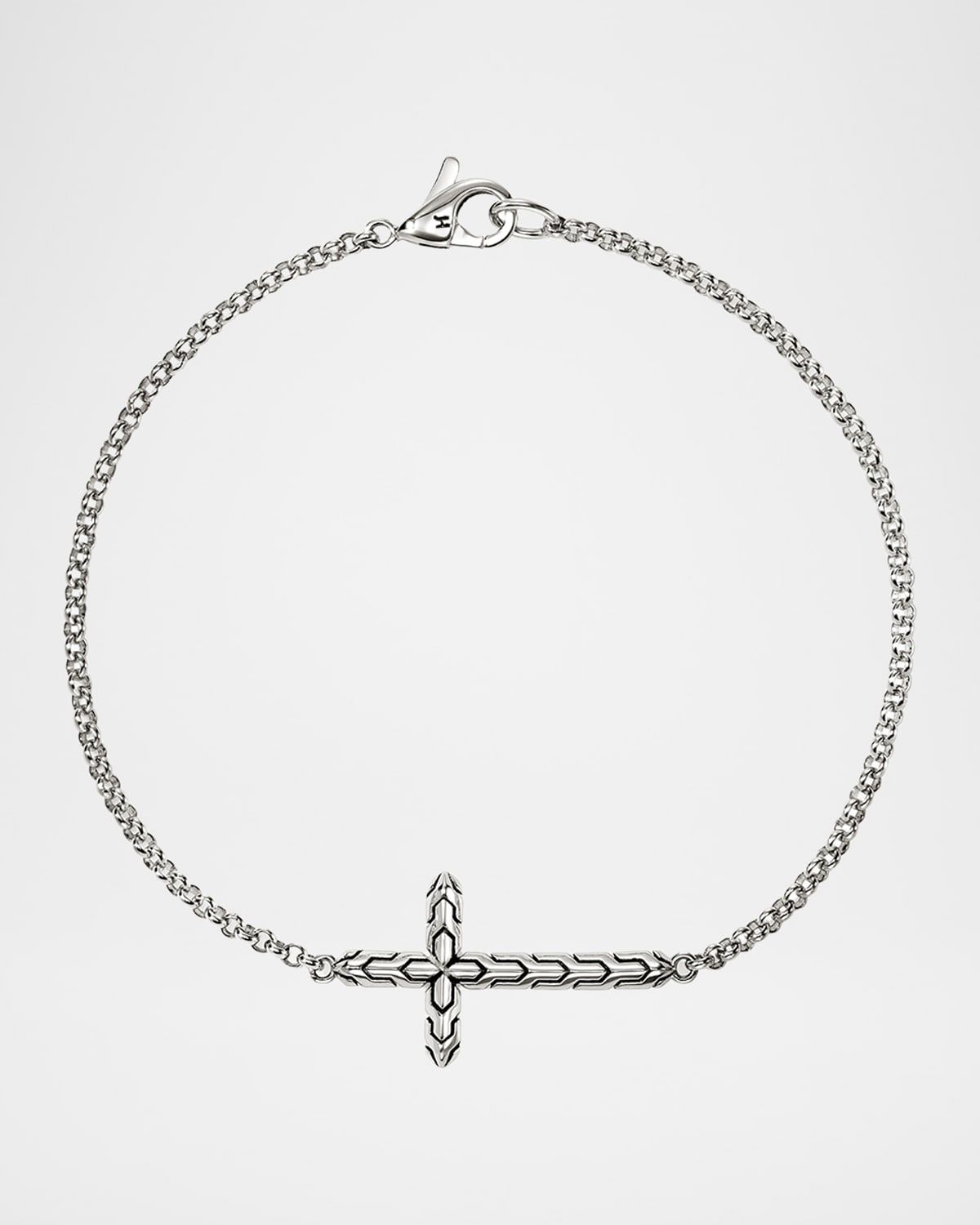JH Essential Sterling Silver Cross Bracelet, 2mm
