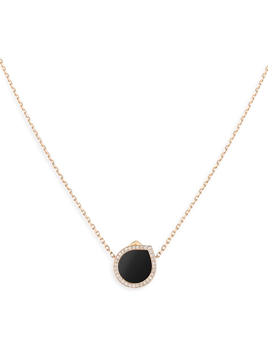 Women's Antifer 18K Rose Gold, Black Onyx & 0.18 TCW Diamond Pendant Necklace - Onyx