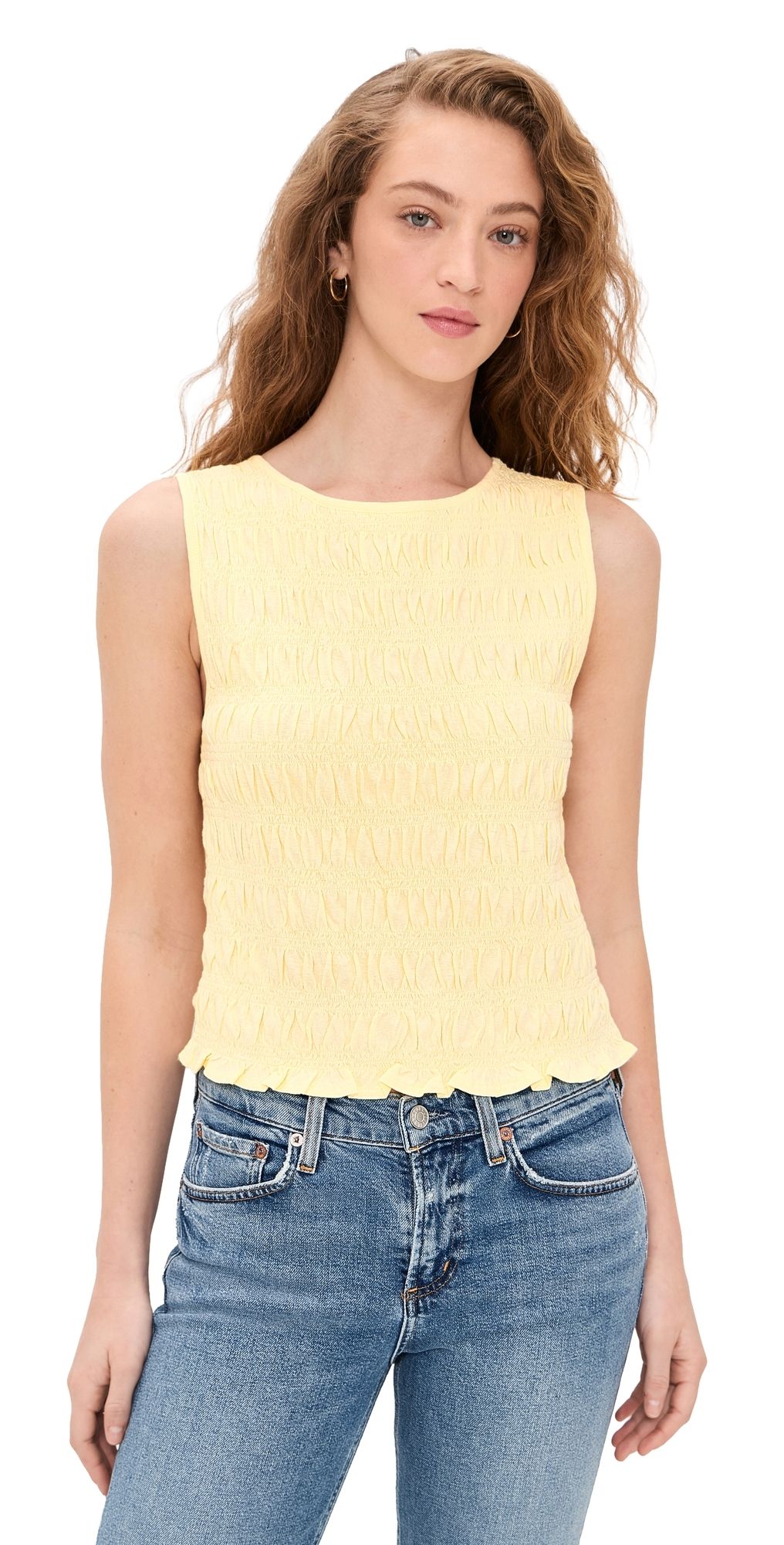 Madewell Sachi Smocked Tank Sheer Pineapple XXS