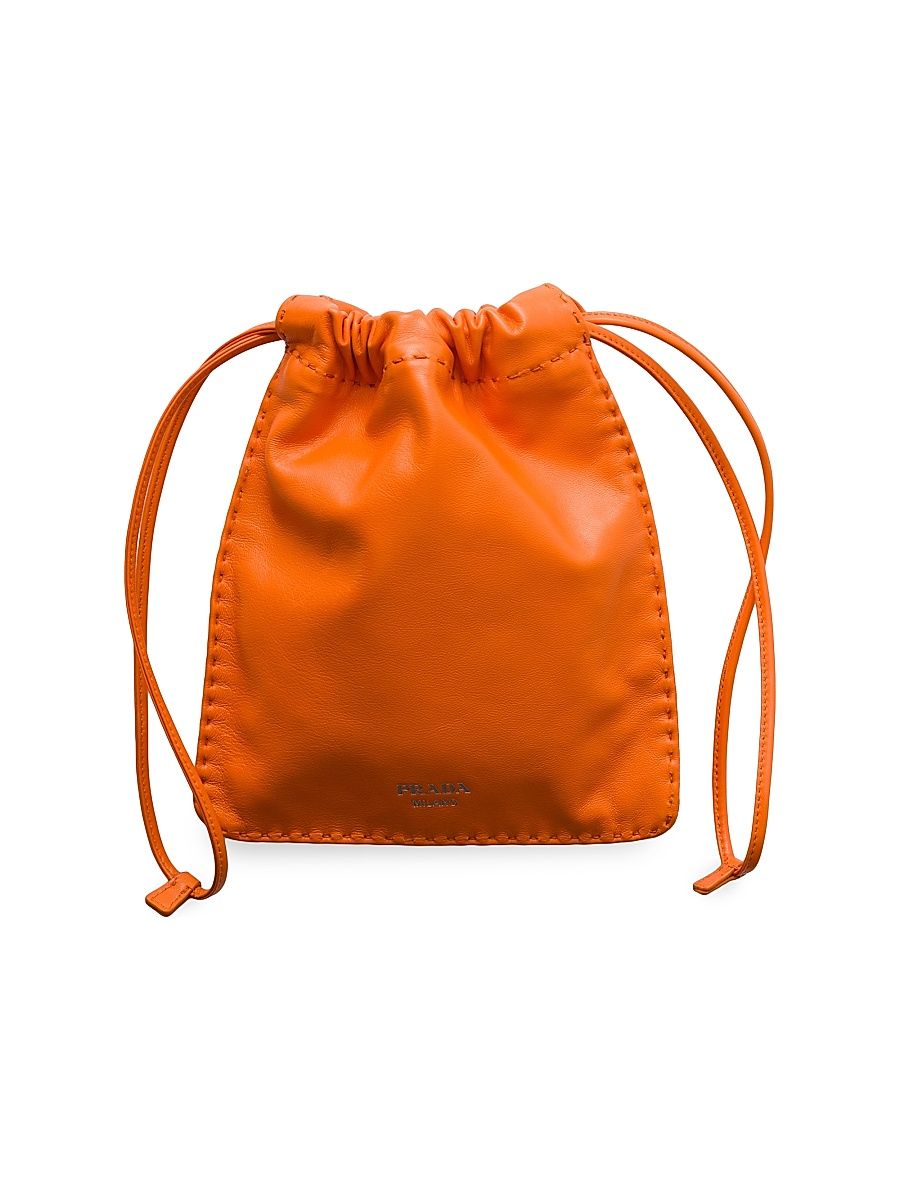 Women's Nappa Leather Smartphone Pouch - Orange