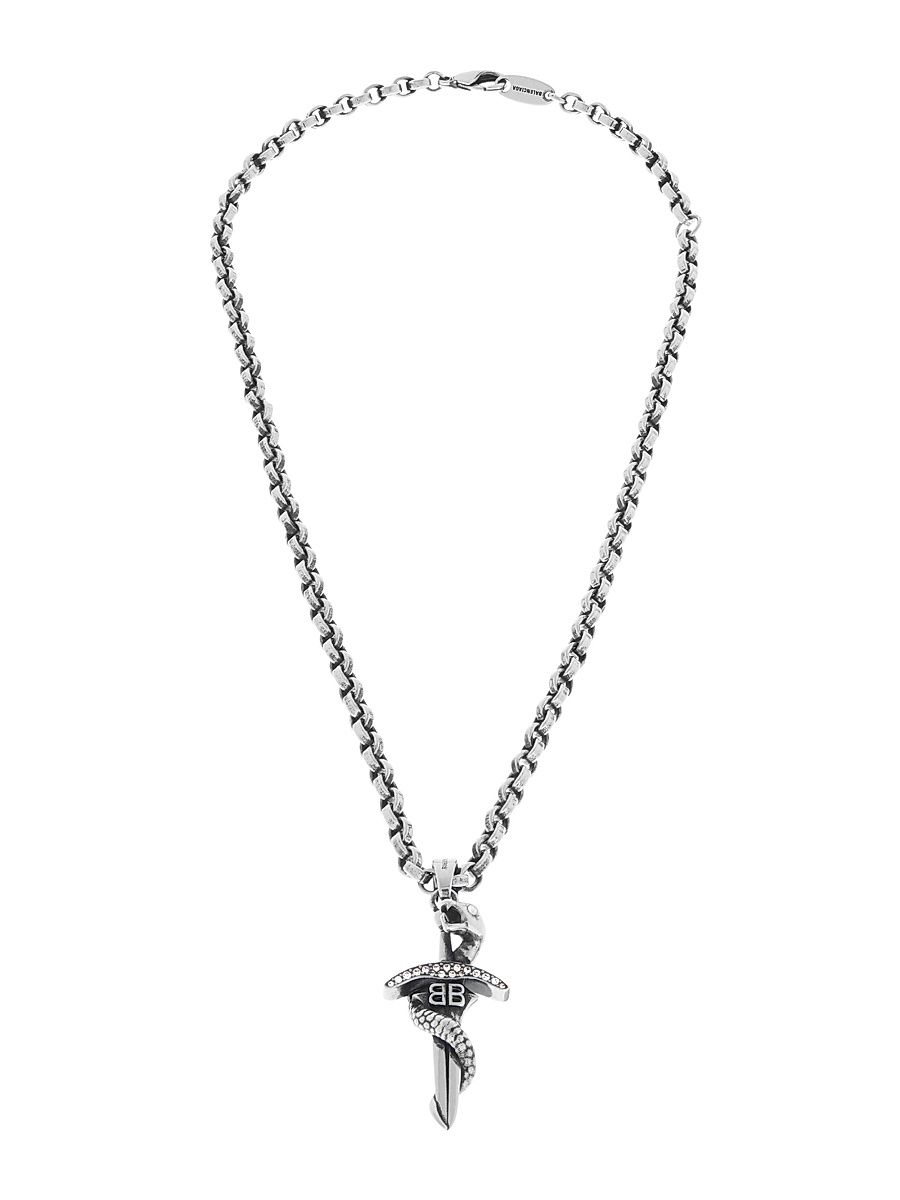 Men's Goth Snake Necklace - Antique Silver