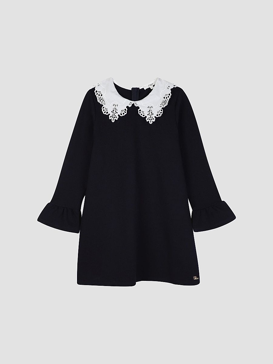Girl's Little Girl's & Girl's Eyelet-Trimmed Shift Dress - Navy - Size 6