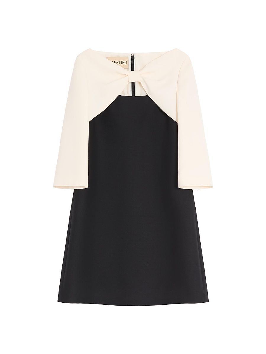 Women's Crepe Couture Short Dress - Black Ivory - Size 6