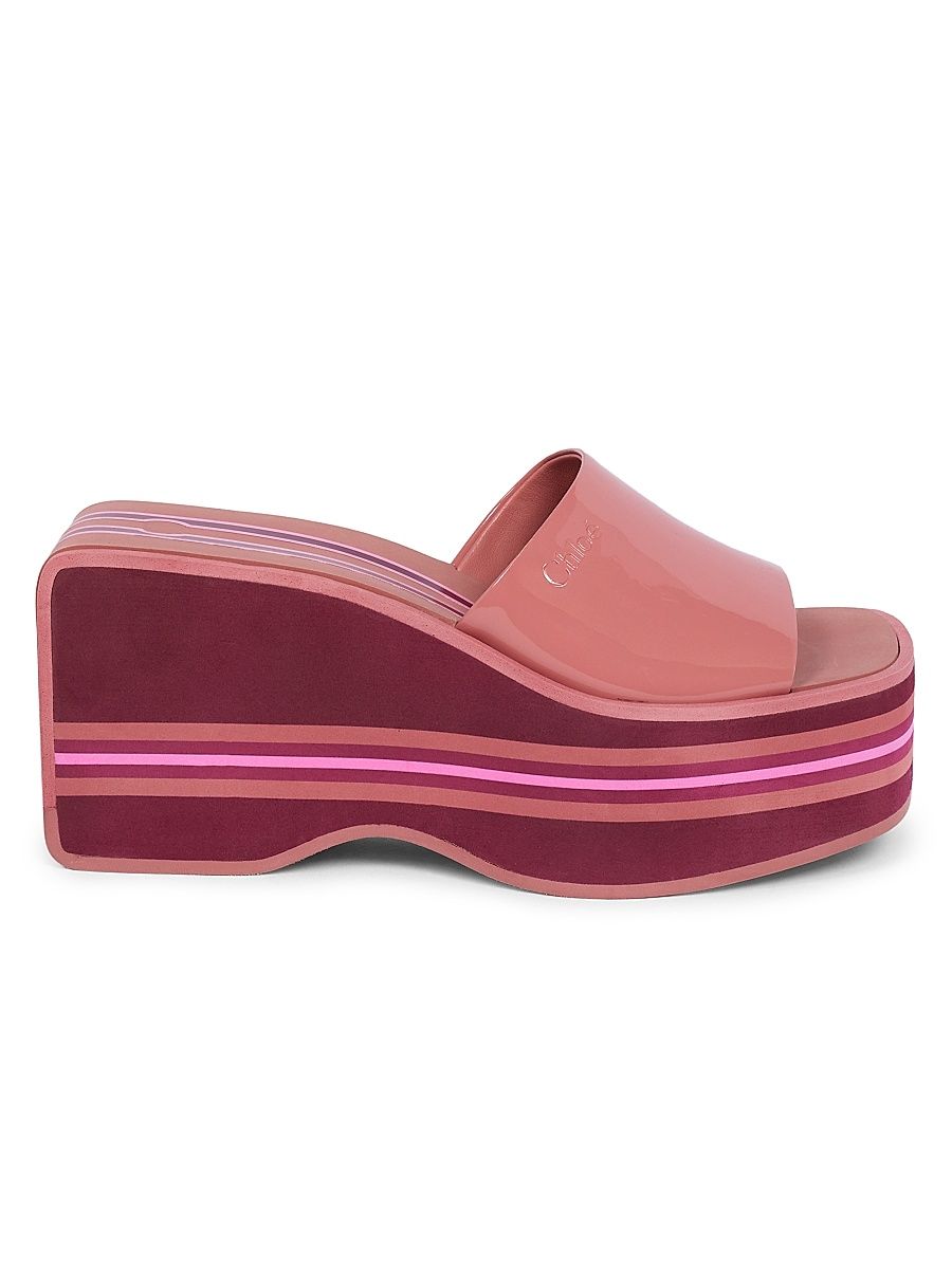 Women's Swimming Cool Leather Wedge Mules - Coffee Pink - Size 12