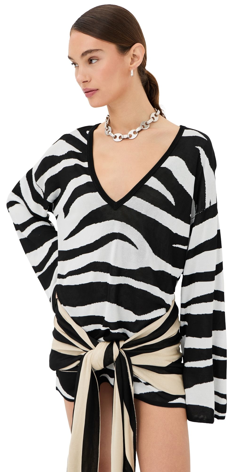 The Attico Knit Mini Dress White/Black 42