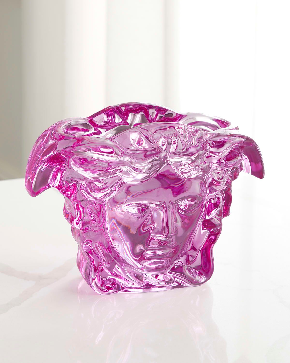Medusa Grande Pink Crystal Vase - 7.5"