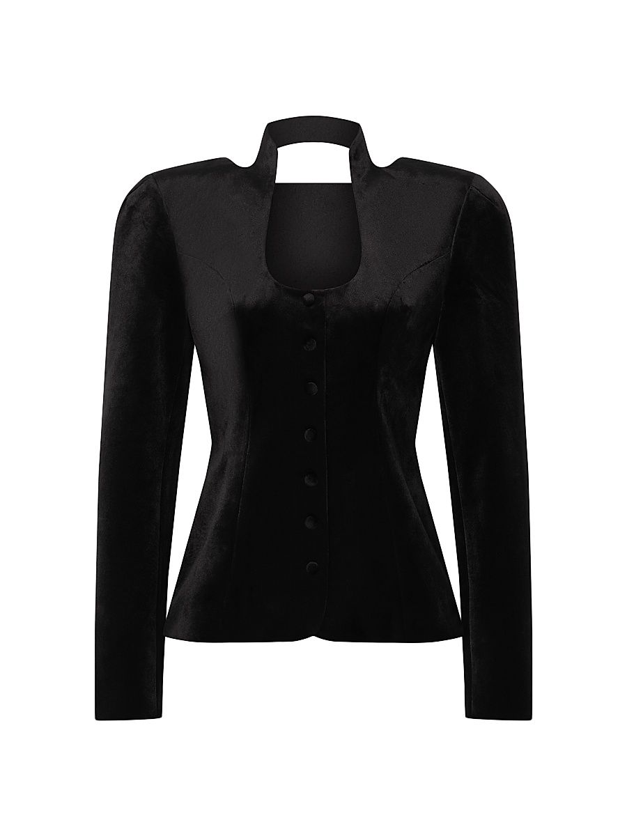 Women's Vaud Tailored Velvet Jacket - Black - Size 14