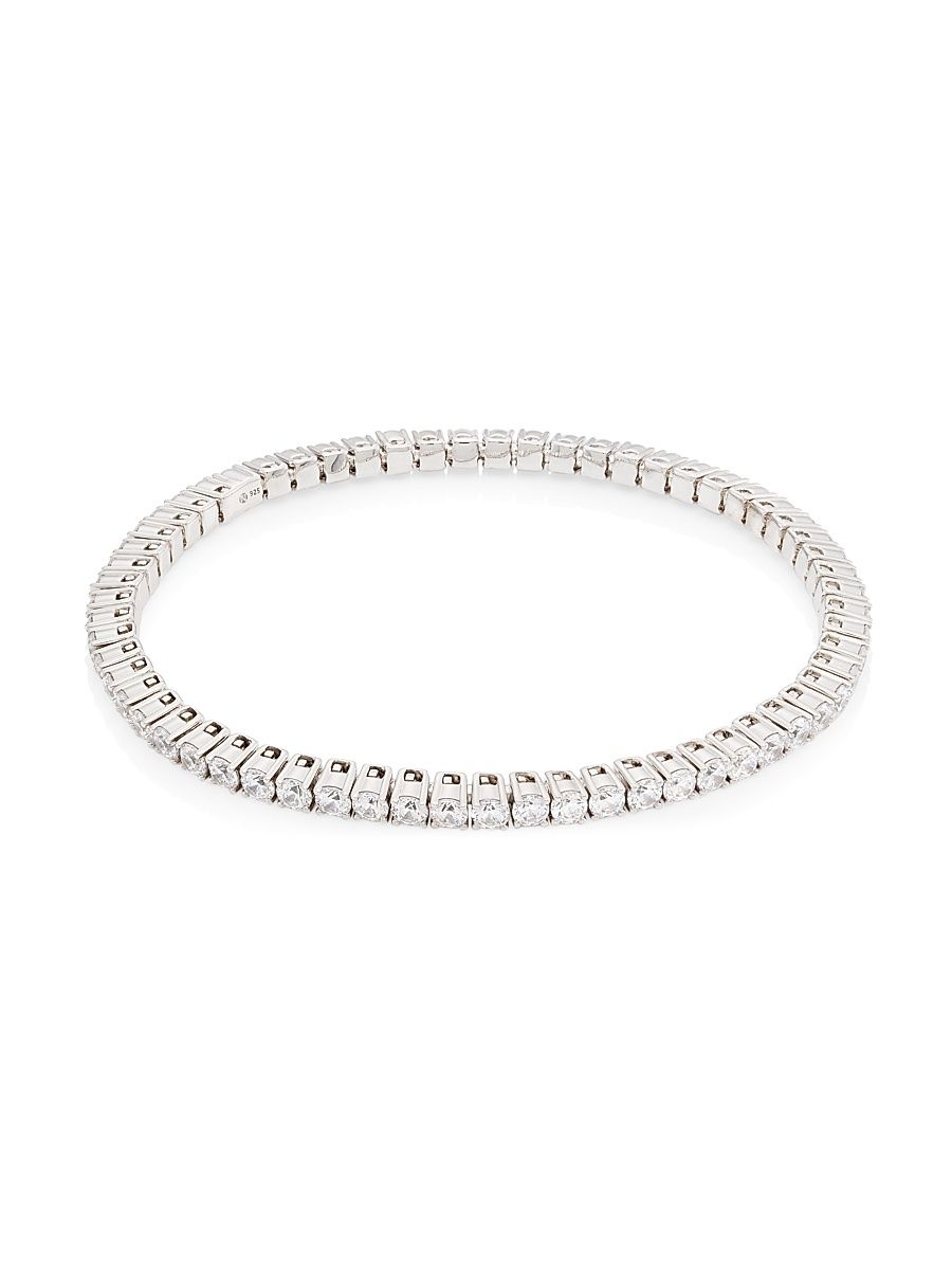 Women's Daytime Rhodium-Plated Tennis Bracelet - Rhodium