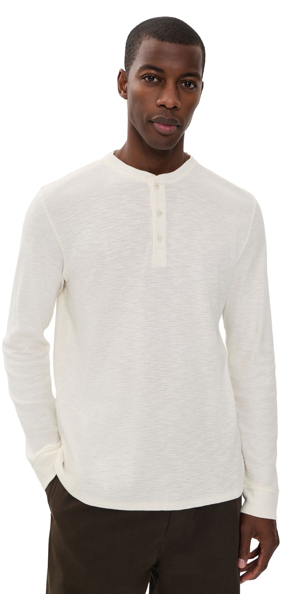Billy Reid Slub Tuck Henley Tinted White XL