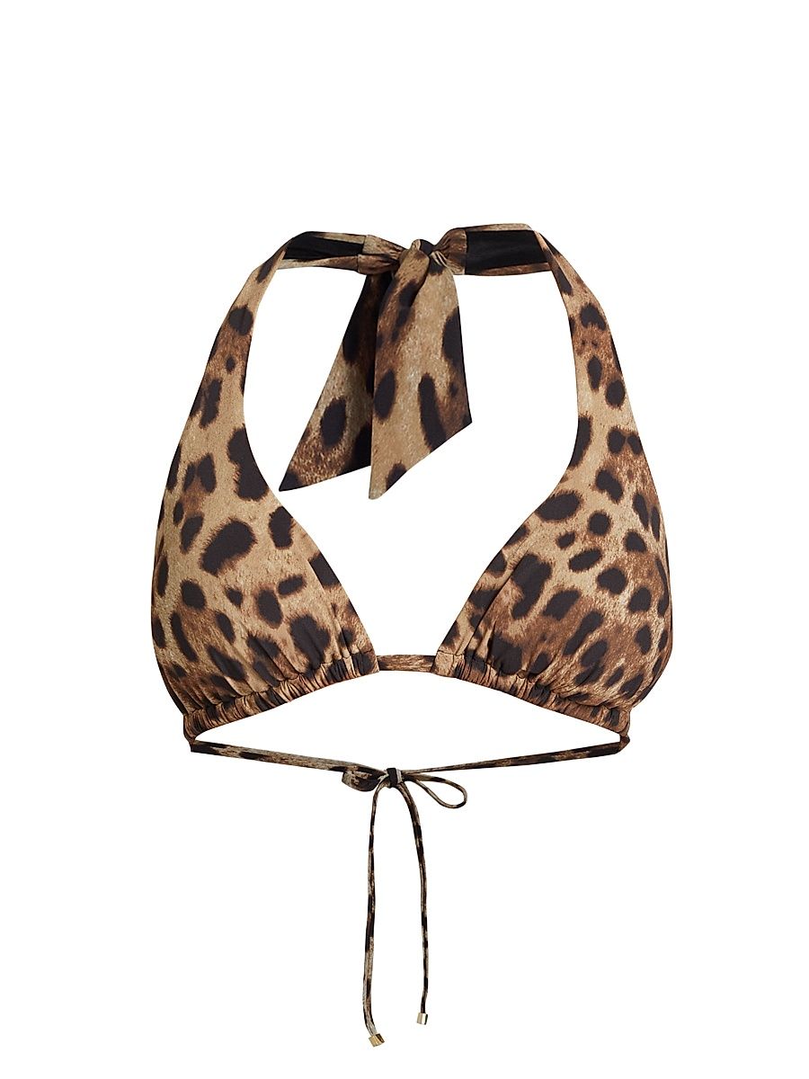 Women's Leopard Halter Bikini Top - Leo New - Size Large
