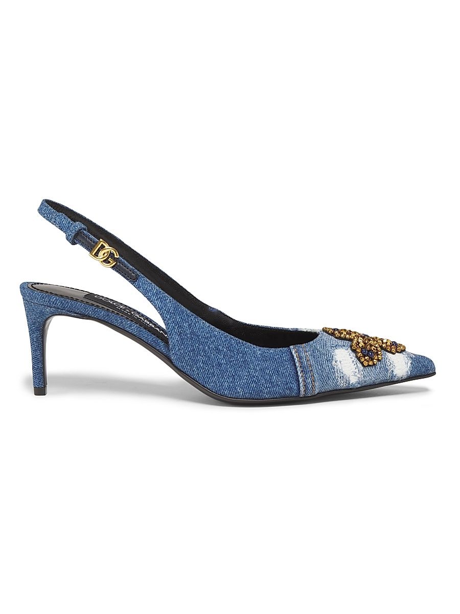 Women's Like A Virgin Denim Slingback Pumps - Blue Multicolor - Size 9.5