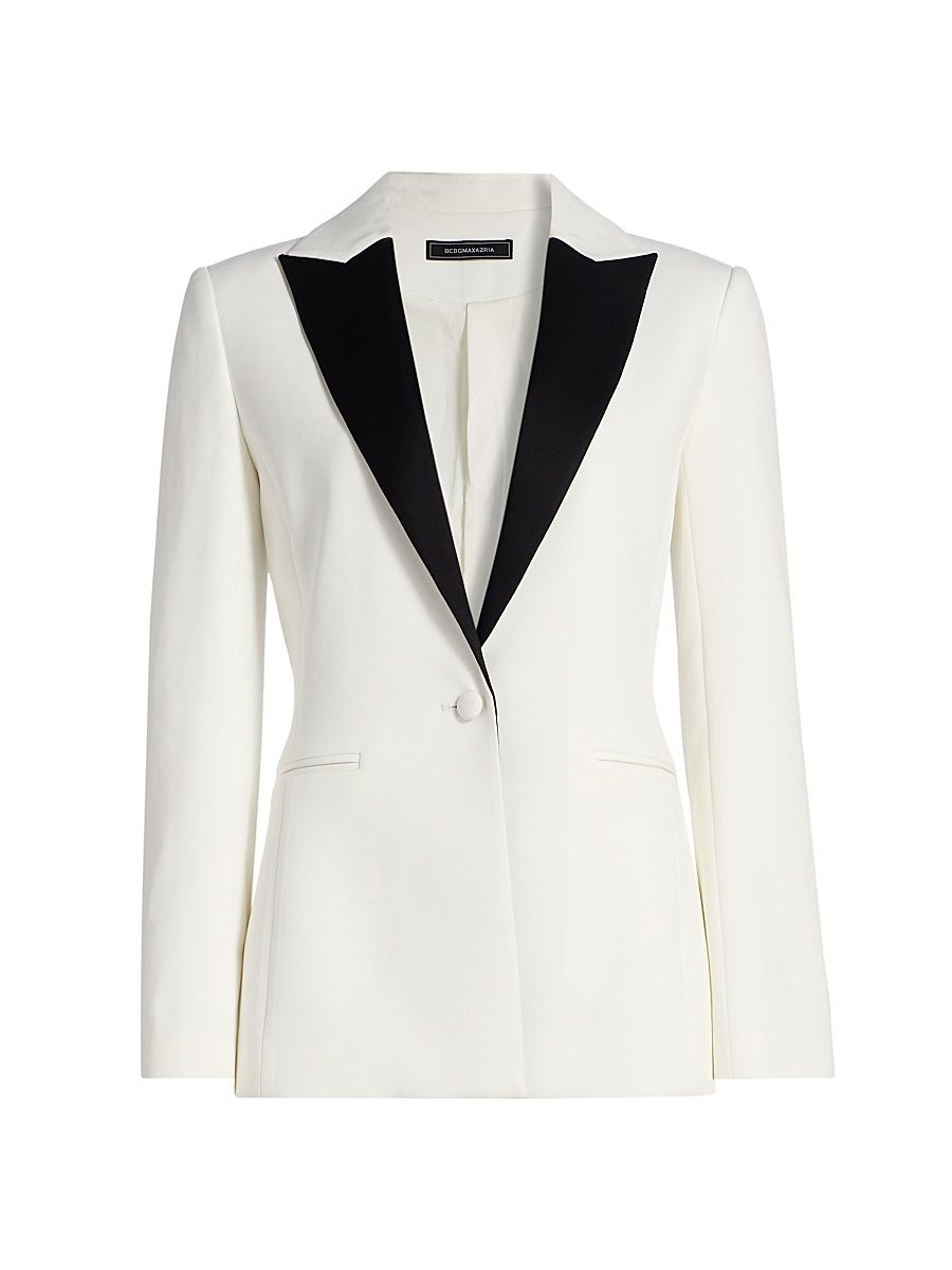 Women's Tux Peak Lapel Blazer - White - Size 8