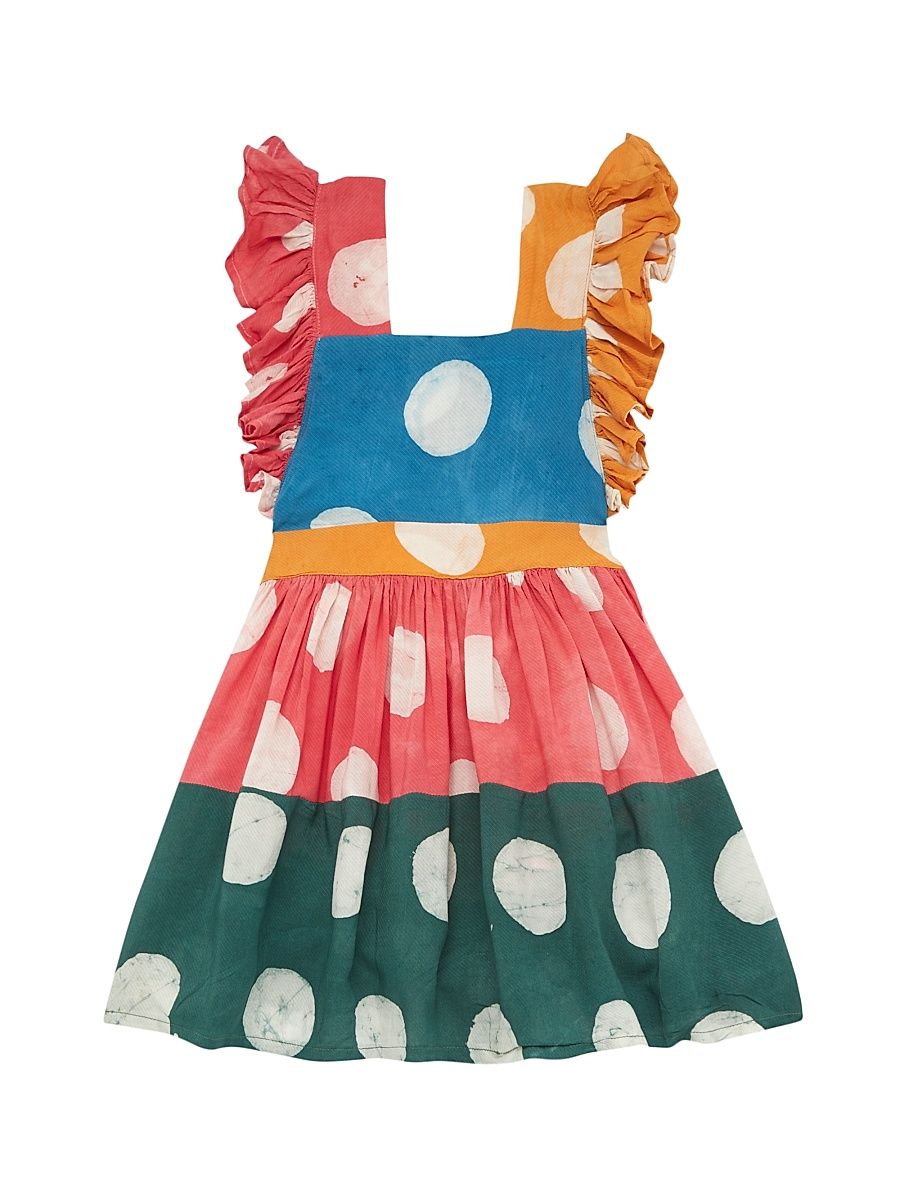 Baby Girl's Little Girl's & Girl's Polka Dot Colorblock Dress - Size 7