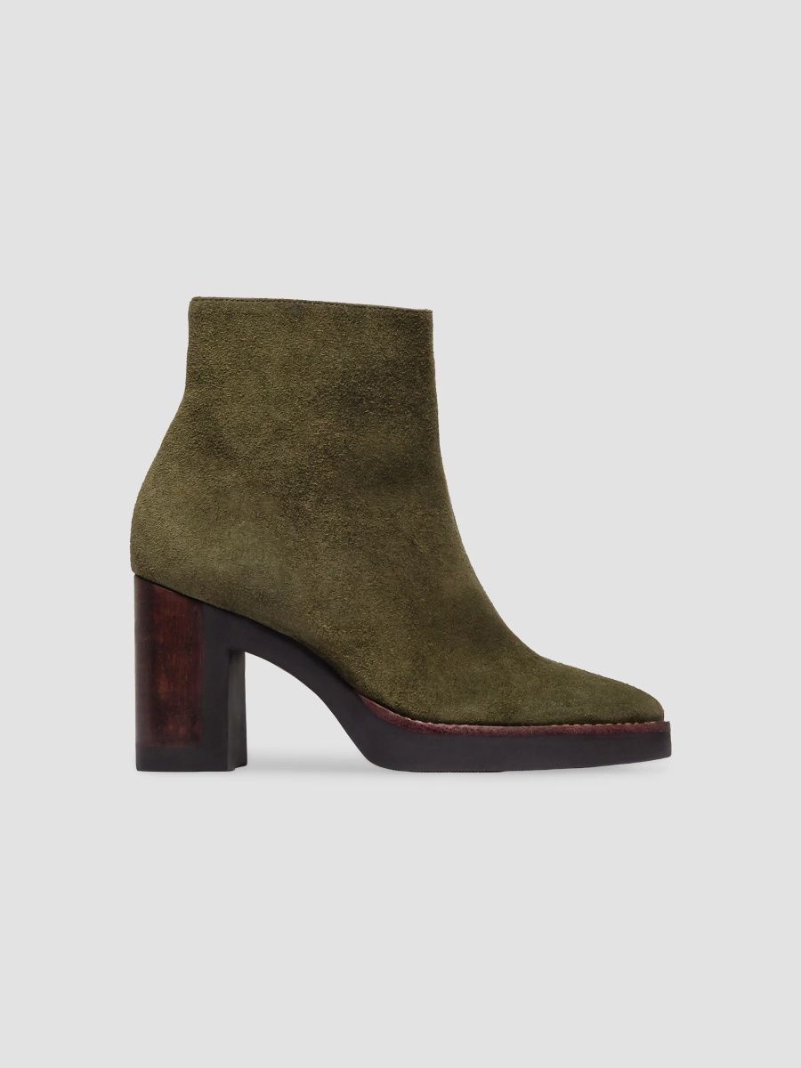 Bernardo Women's Nara Platform Ankle Booties - Dark Olive - Size 9.5