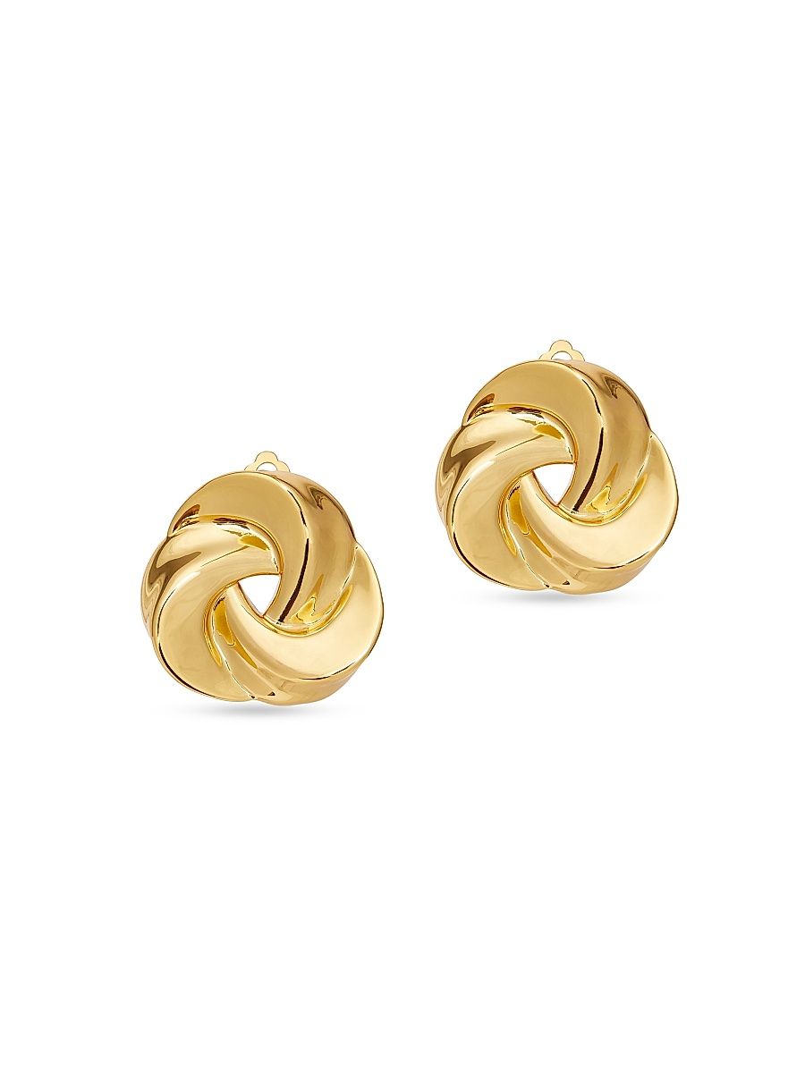 Women's Twisted Button Clip-On Earrings - Gold