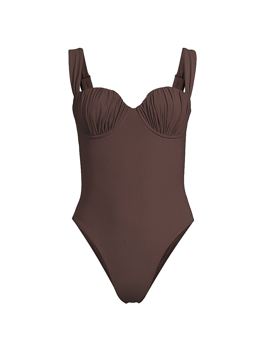 Women's Frida Underwire One-Piece Swimsuit - Coffee - Size Large