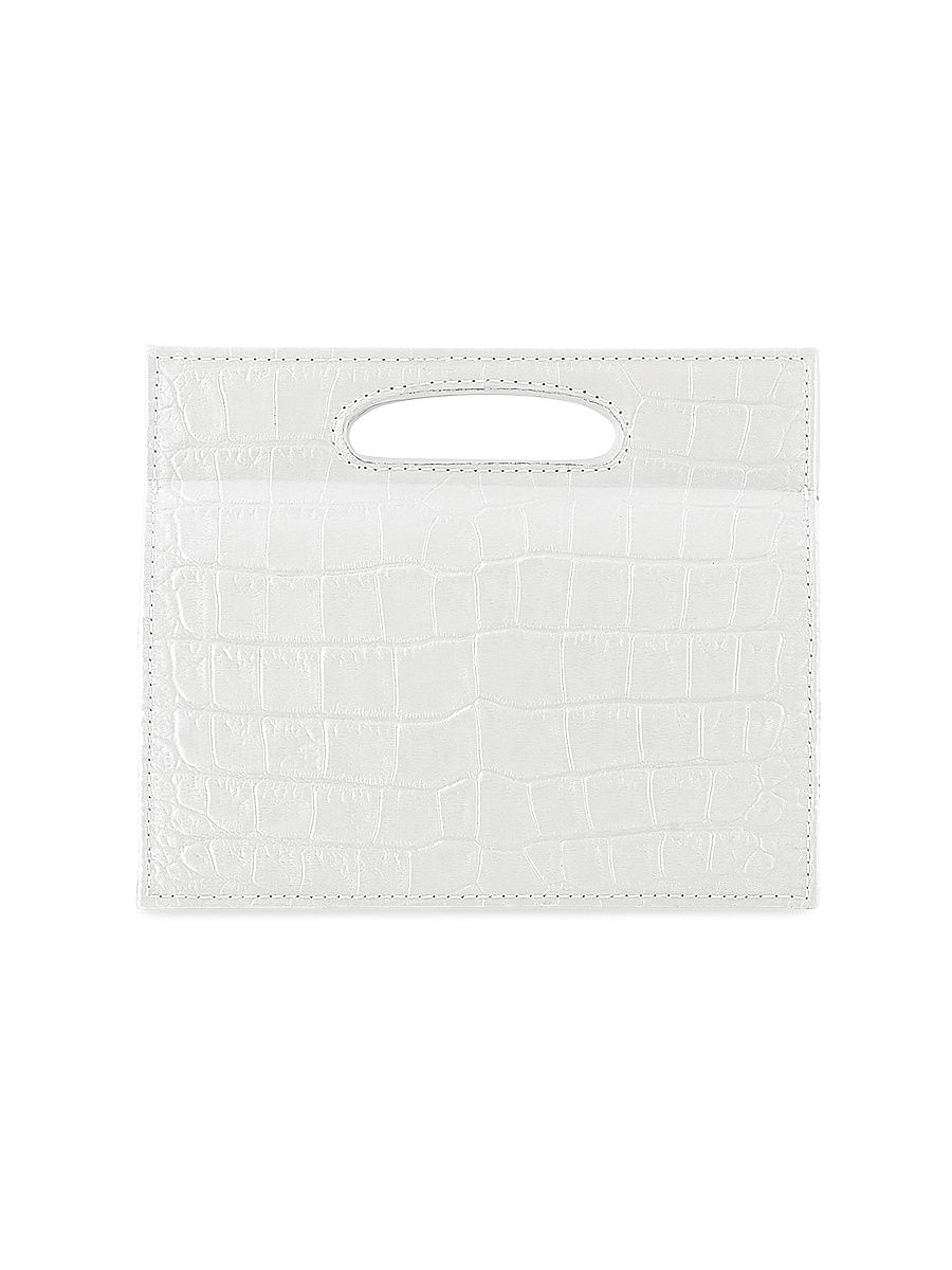 Women's Stella Top Handle Bag in Stamped Satin Miniature - Ivory
