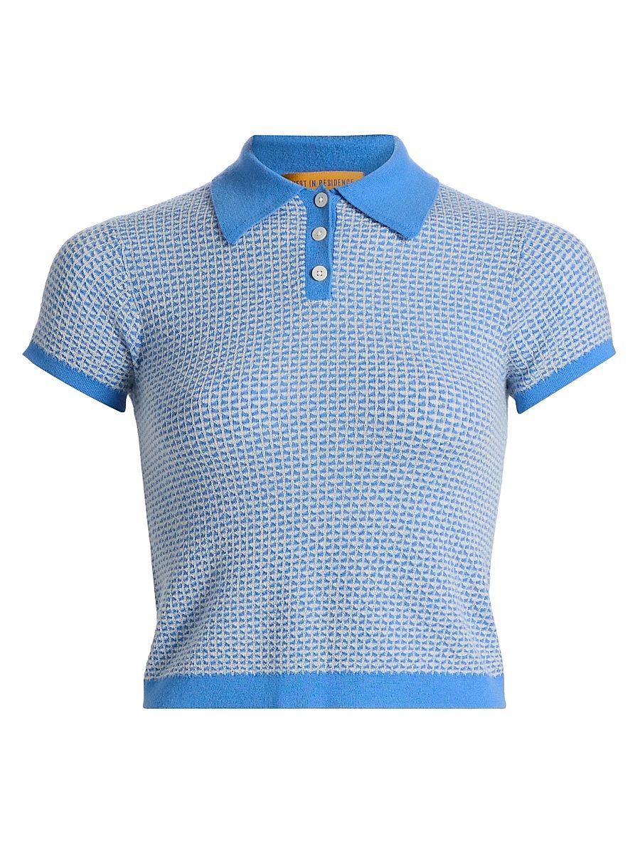 Women's Colorwork Pique Shrunken Polo Sweater - Sail Combo - Size XL