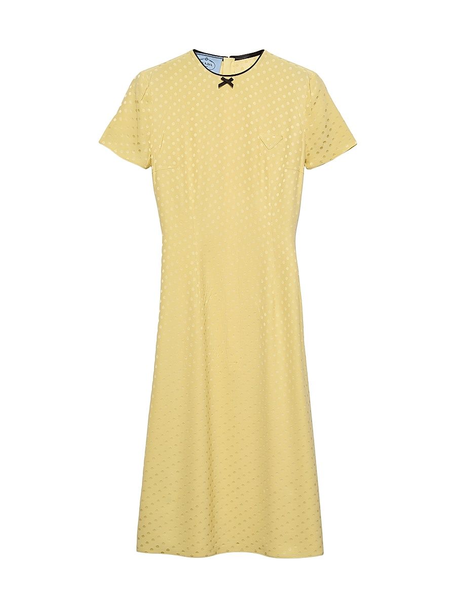 Women's Polka-Dot Satin Dress - Yellow - Size 12