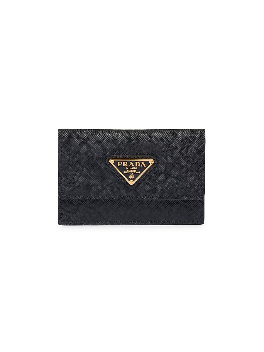 Women's Saffiano Leather Card Holder - Black