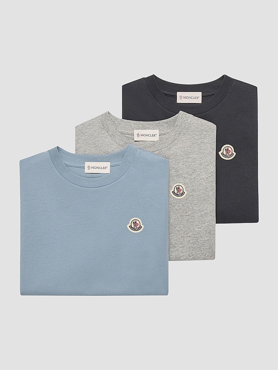 Little Boy's & Boy's Crewneck T-Shirt in Cotton - Light Blue Grey Navy Blue - Size 12