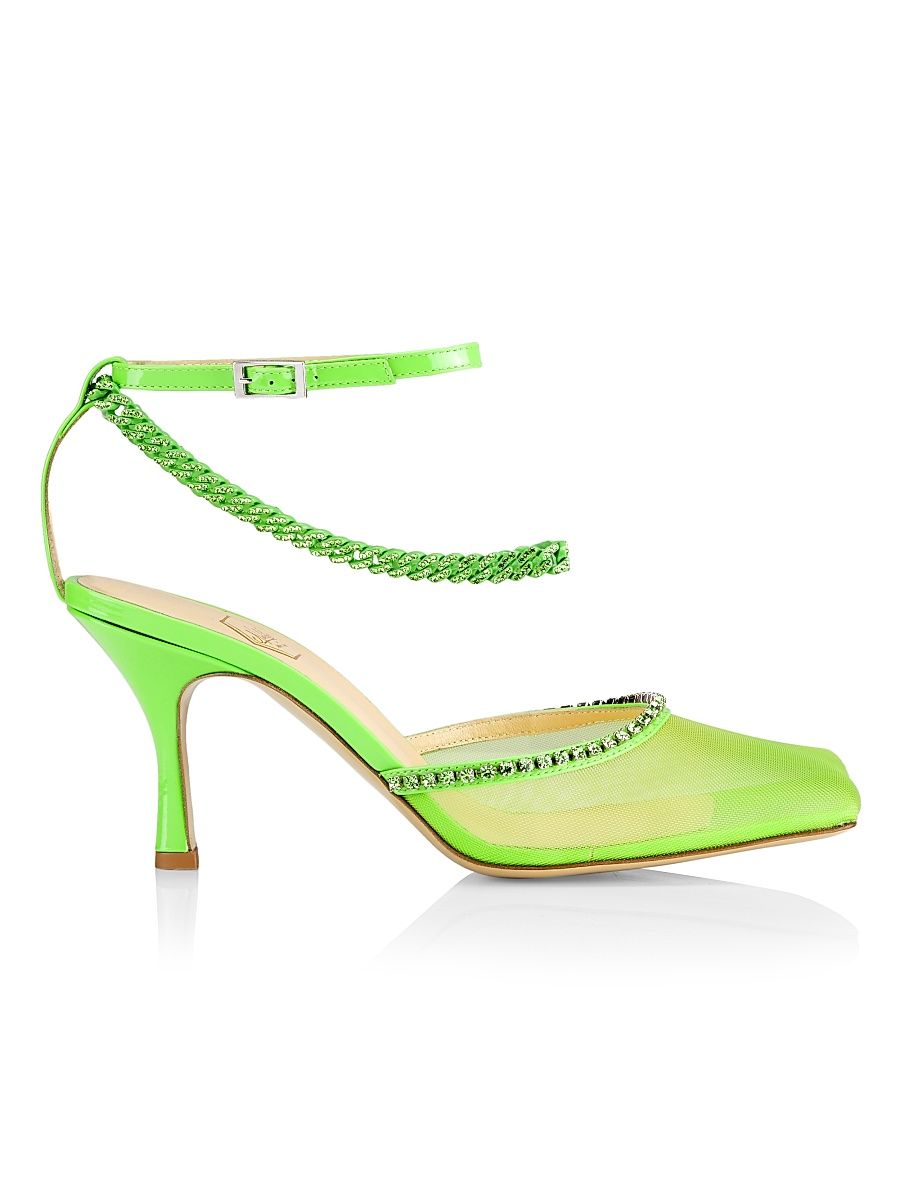 Women's Stellar Crystal-Embellished Mesh Pumps - Green - Size 8