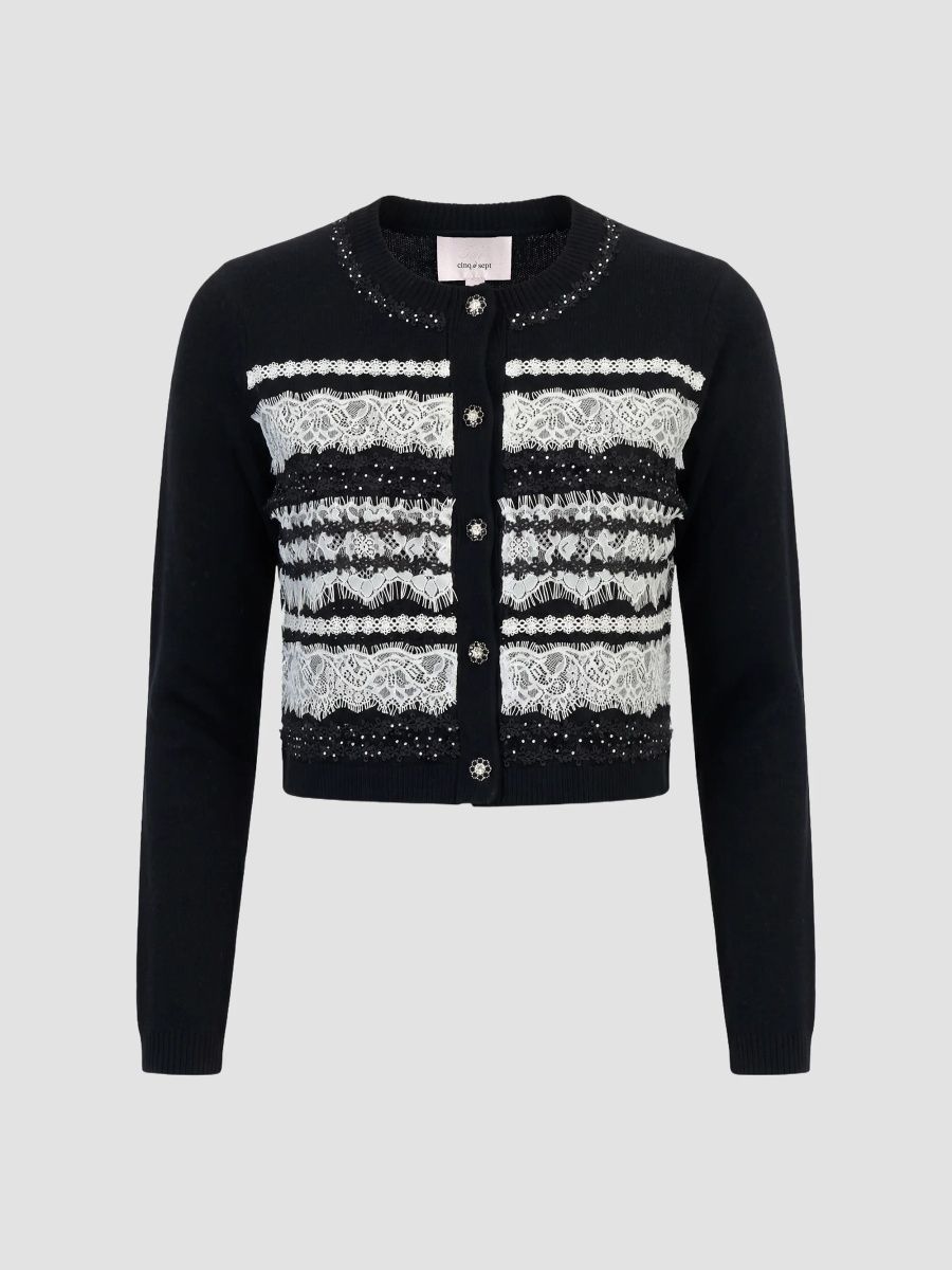 Women's Isolde Lace Cardigan - Black - Size XL