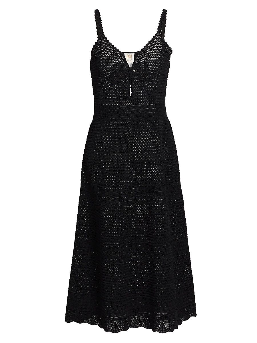Women's Knit Cover-Up Midi-Dress - Black - Size Medium