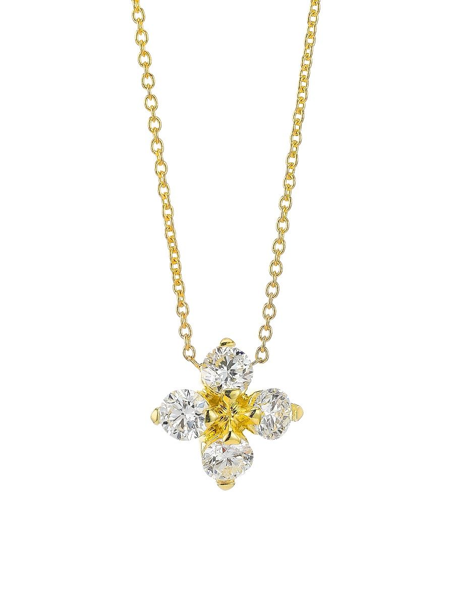 Women's Love In Verona 18K Yellow Gold & Diamond Flower Pendant Necklace - Yellow