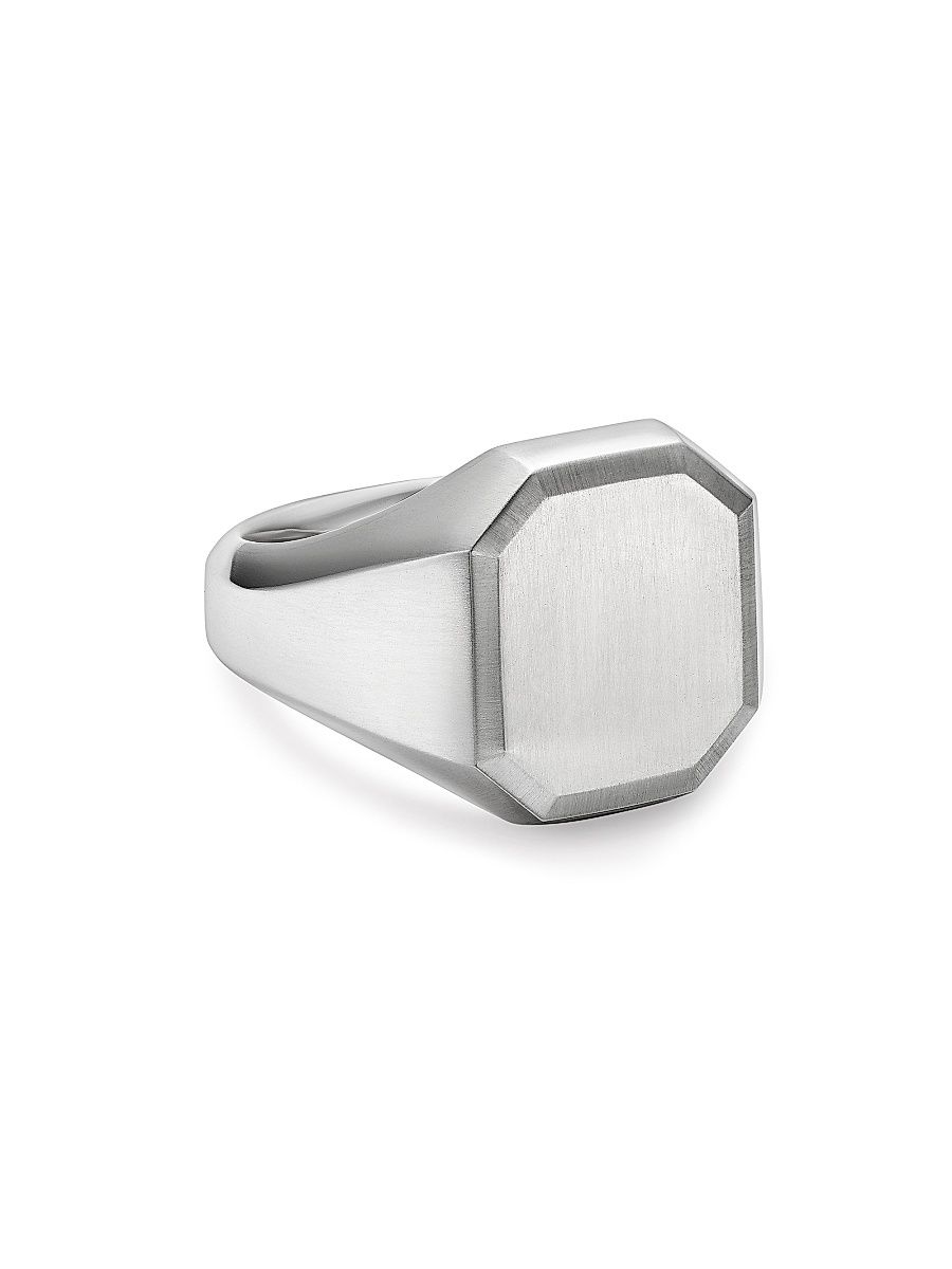 Men's Streamline Signet Ring in Sterling Silver, 18MM - Silver - Size 10