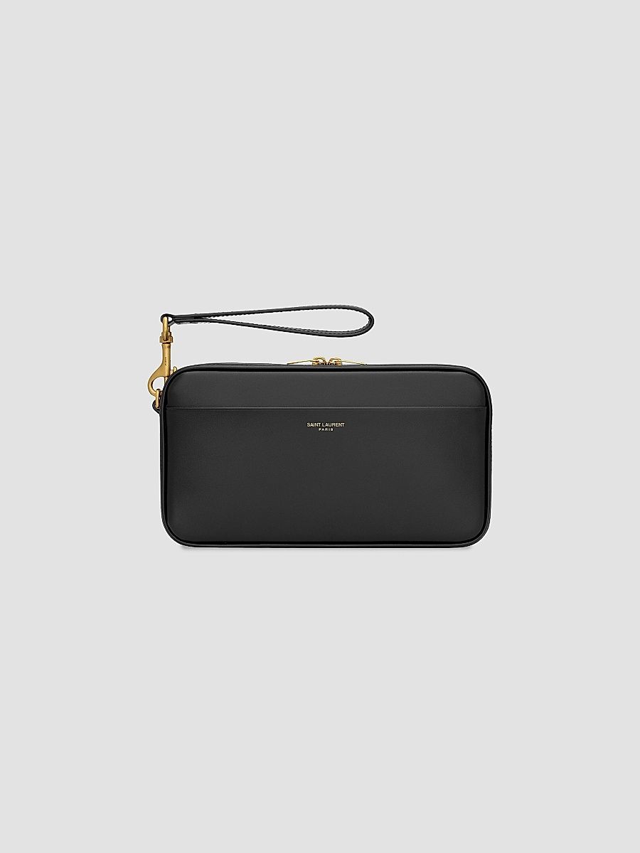 Saint Laurent Travel Pouch in Smooth Leather - Black