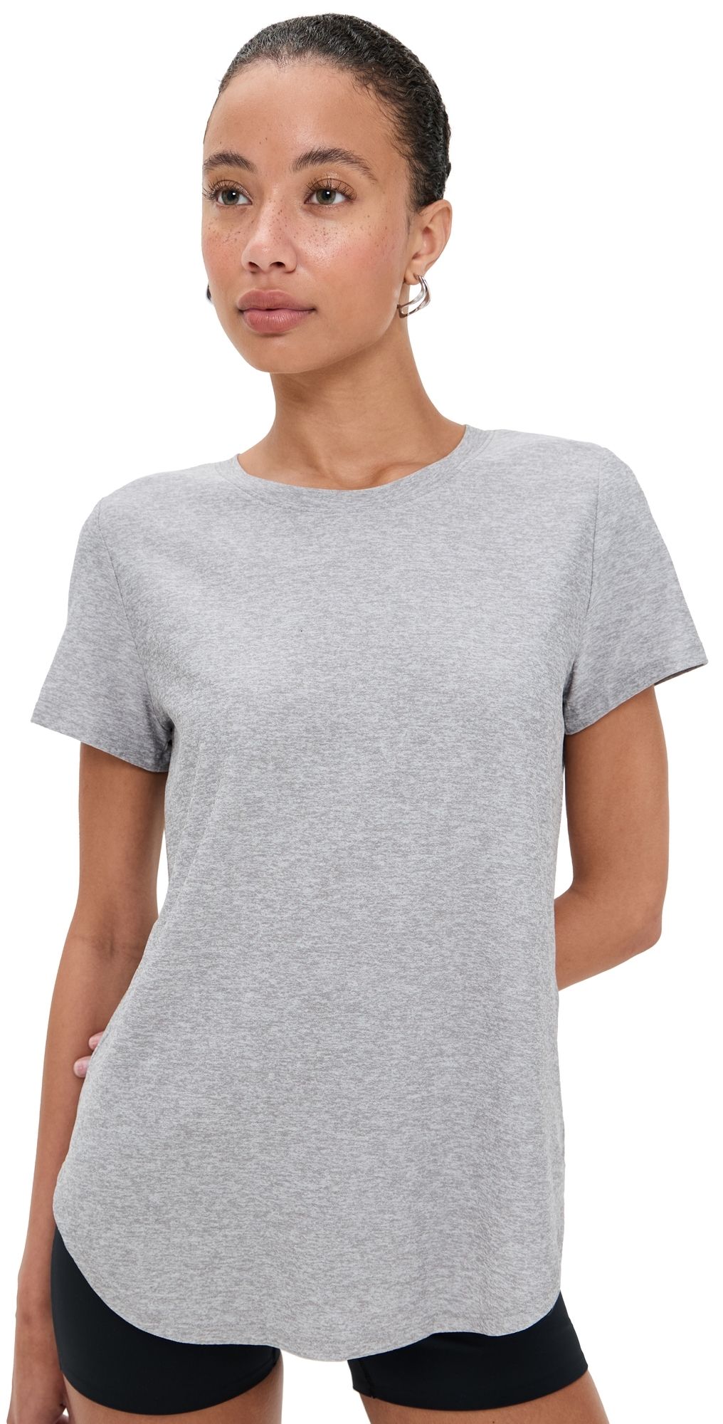 Beyond Yoga Featherweight On the Down Low Tee Silver Mist XS