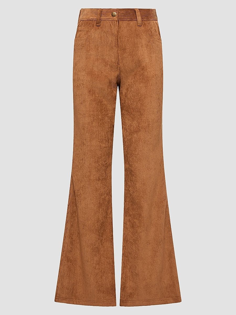 Women's Pants in Corduroy - Camel Beige - Size Medium
