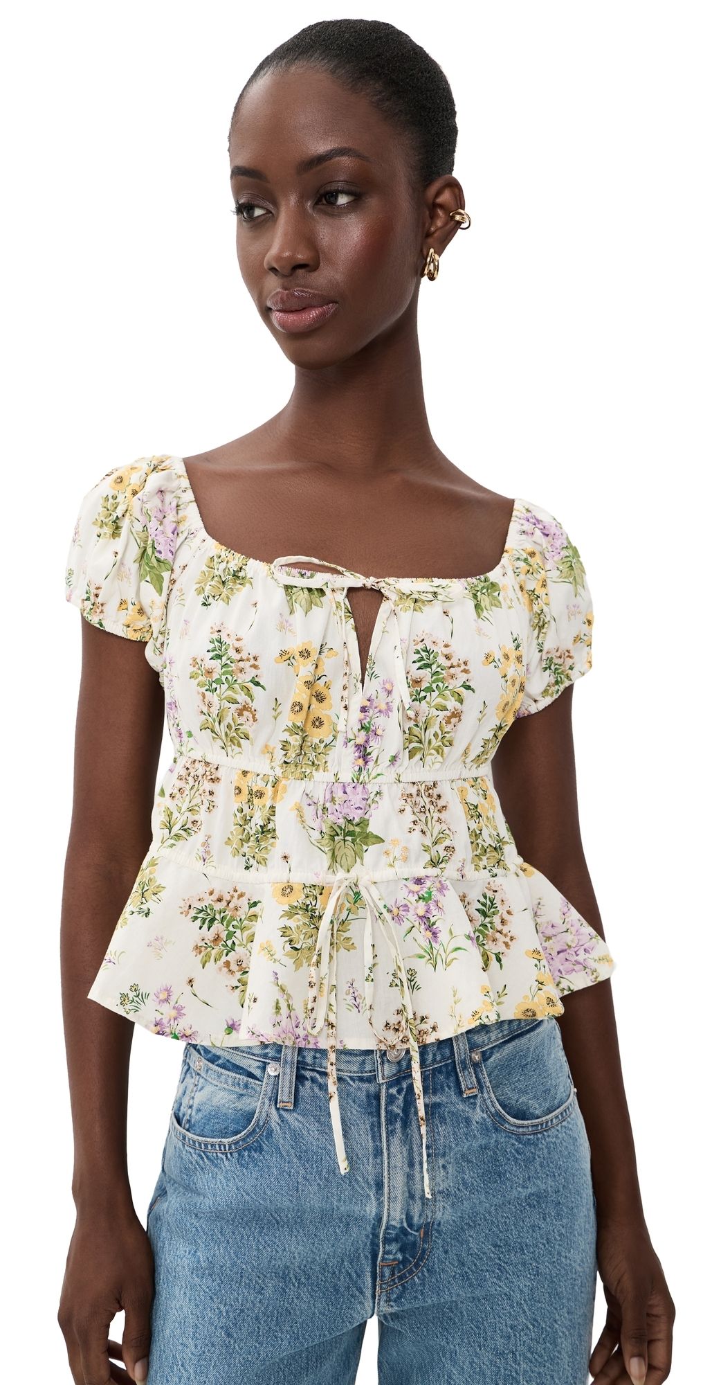 La Maregold The Iris Top Small Botanical Ivory Lavender XL