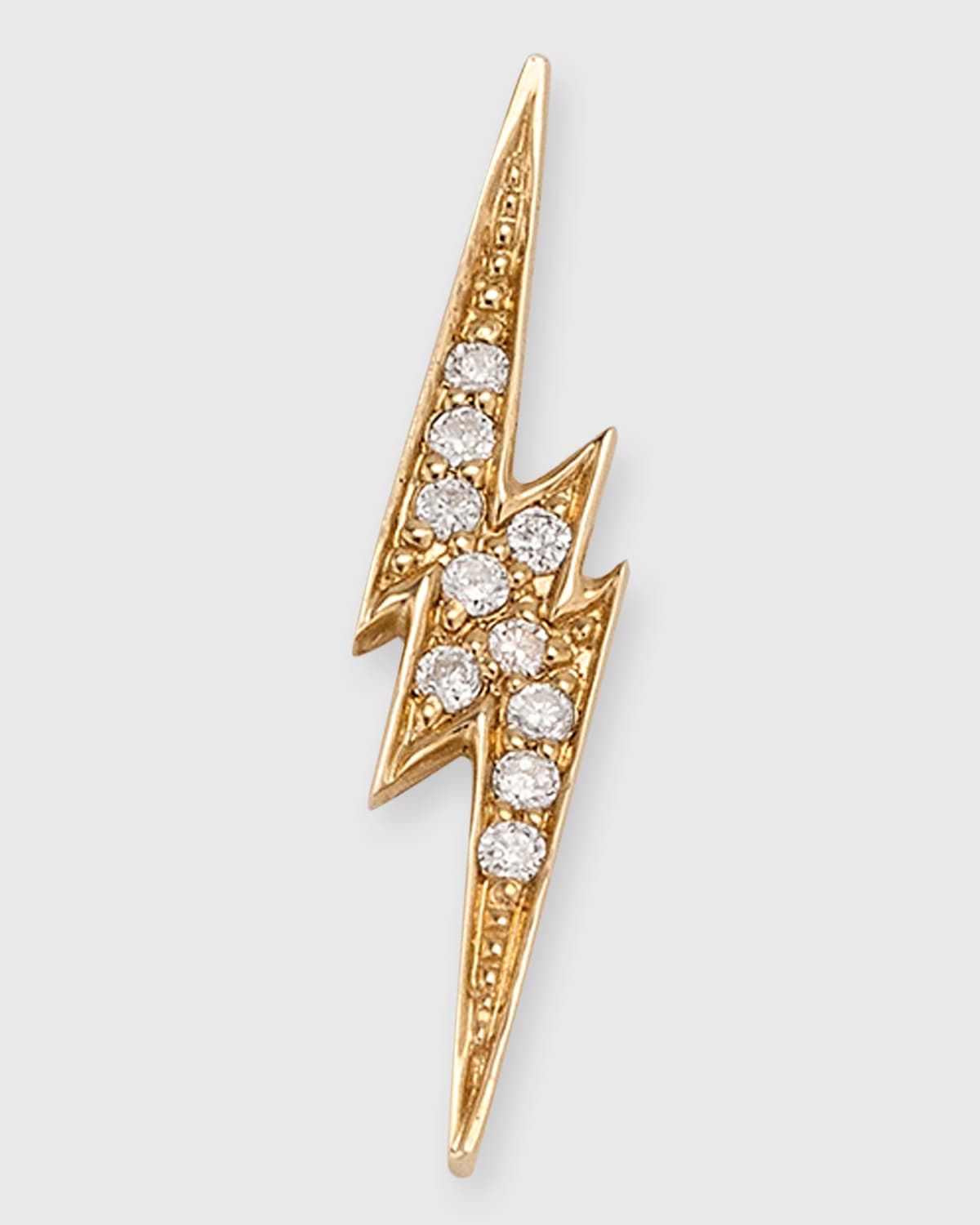 14k White Gold Diamond Lightning Bolt Stud Earring